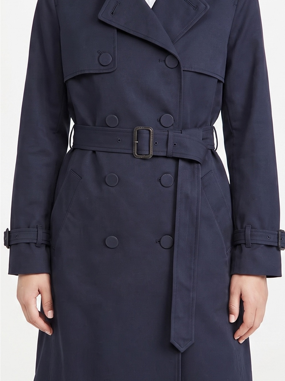 Club Monaco Double-Breasted Trench Coat - Navy - Size Medium